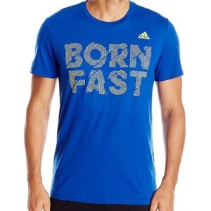Adidas Men t-shirt size L color Blue "Born Fast"